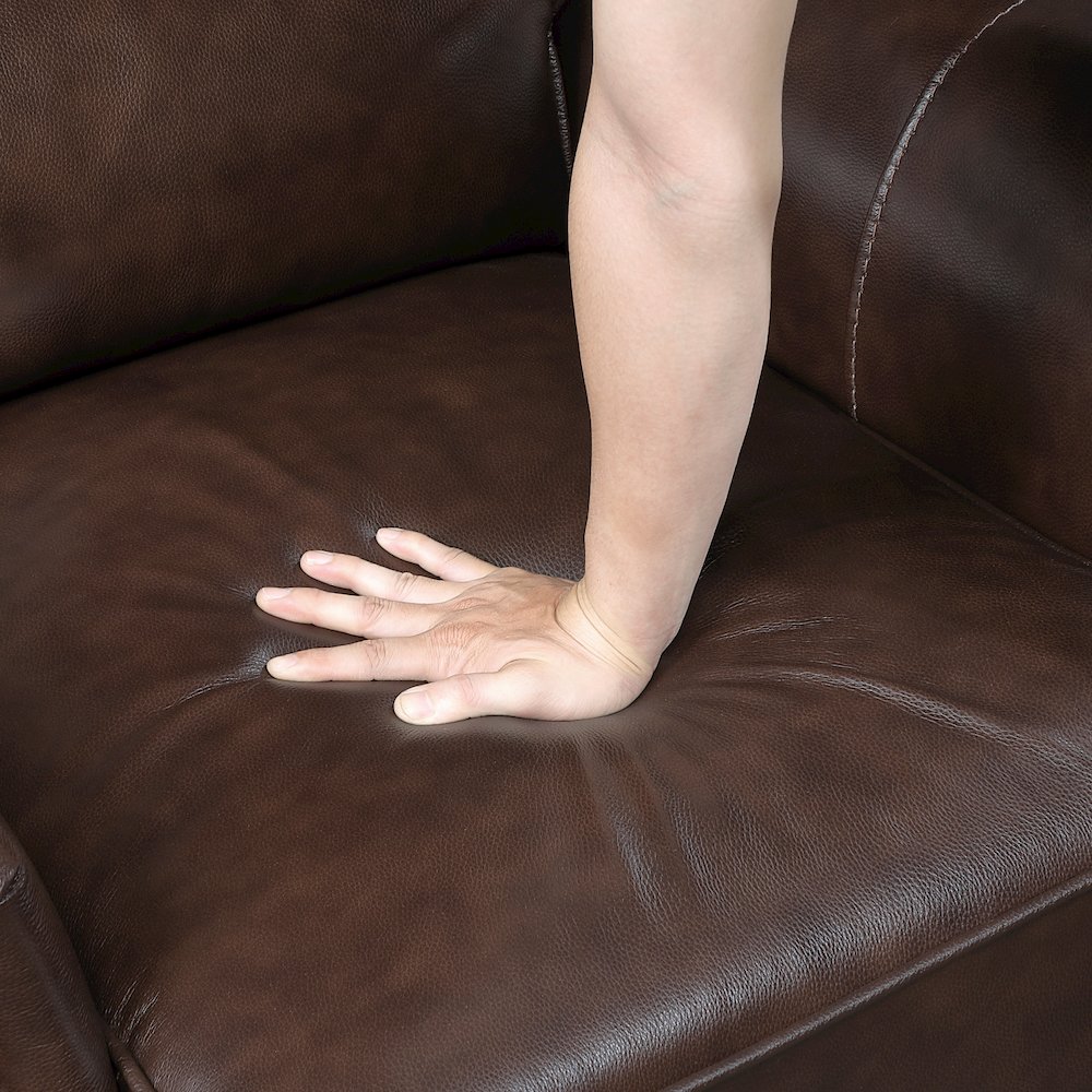 Remington Leather Love Seat in Brown. Picture 8