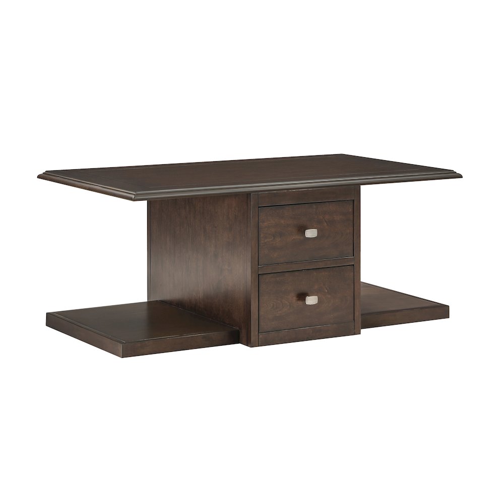 Claremore Asian Hardwood Cocktail Table in Brown. Picture 1