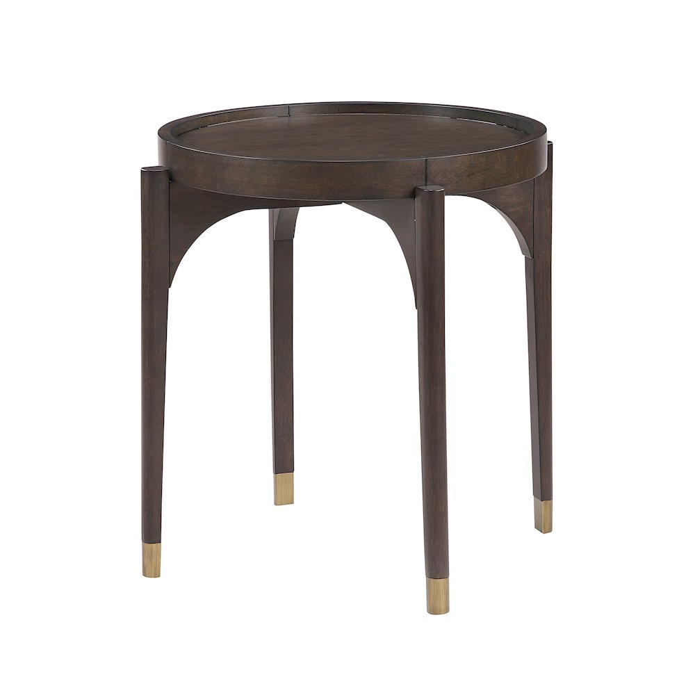 Anton Asian Hardwood End Table in Dark Brown. Picture 1