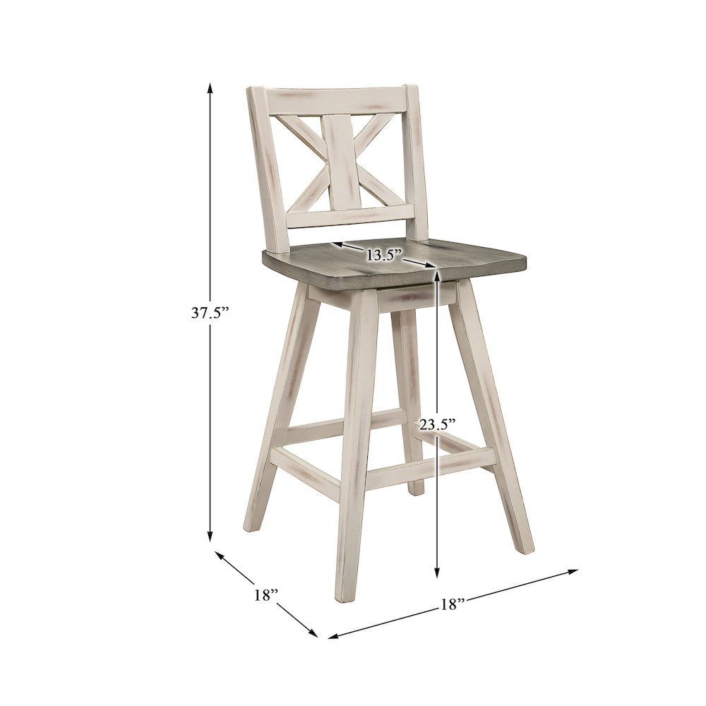 Amsonia Wood  Swivel Counter Height Chair, set of 2 in Gray and Black. Picture 4