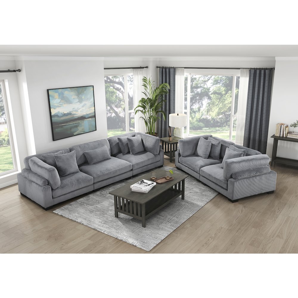 Traverse Corduroy Sofa in Gray. Picture 2