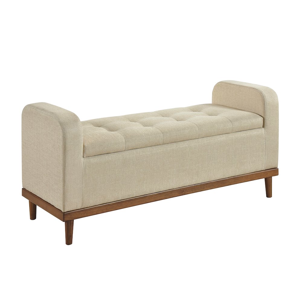 Brigitte Textured Lift Top Storage Bench in Light Brown. Picture 1