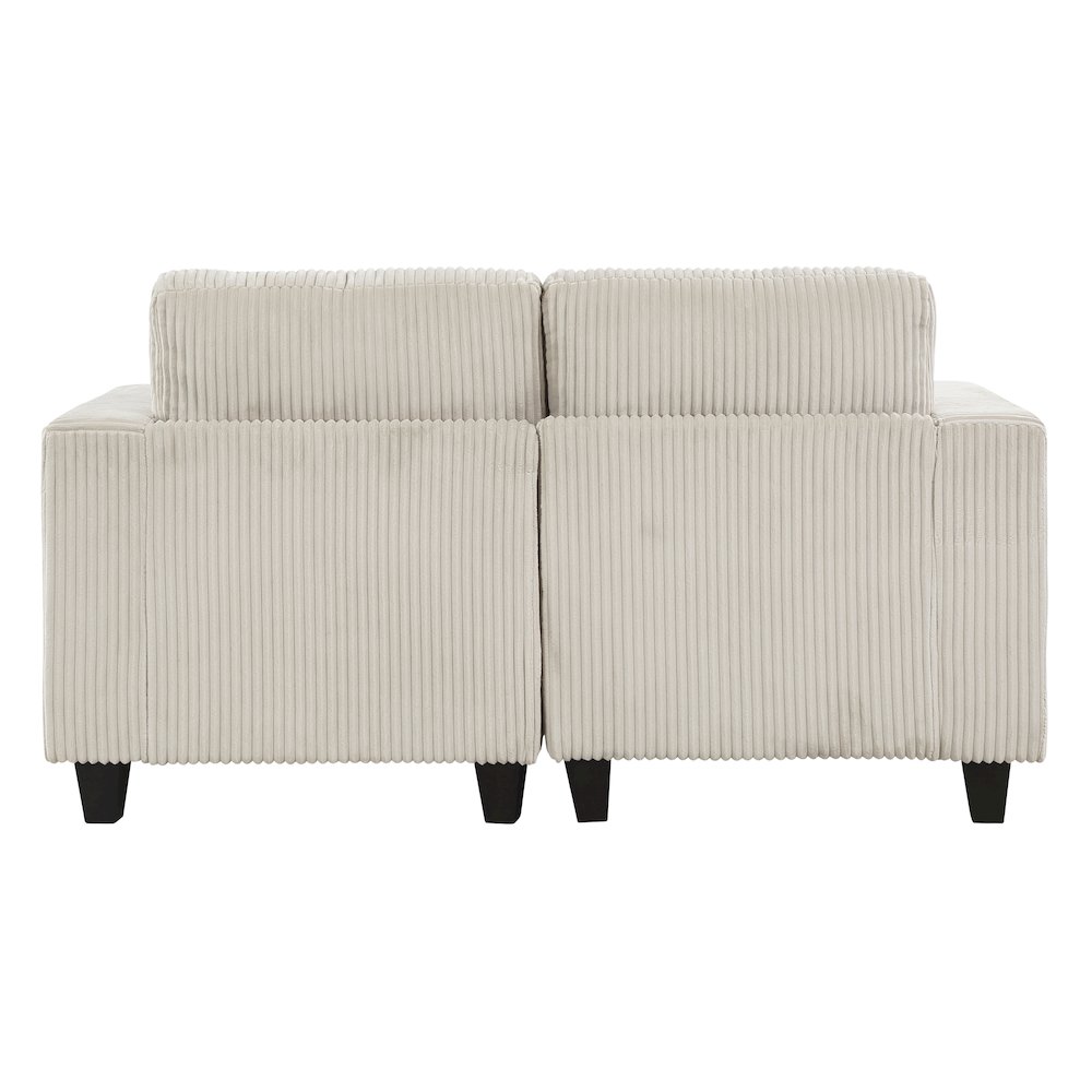 Walterboro Corduroy Love Seat with Storage, Storage Pouches in Beige. Picture 3
