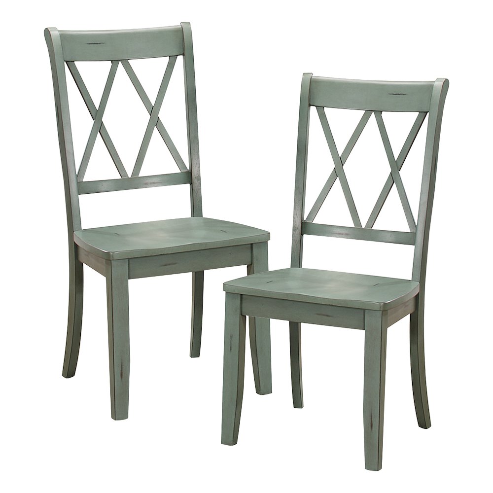 Janina Wood Dining Room Side Chair, set of 2 in Teal. Picture 3