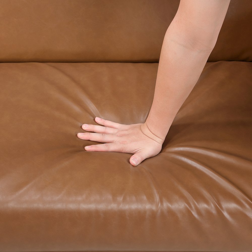 Carlton Faux Leather Elegant Lounger in Camel. Picture 12