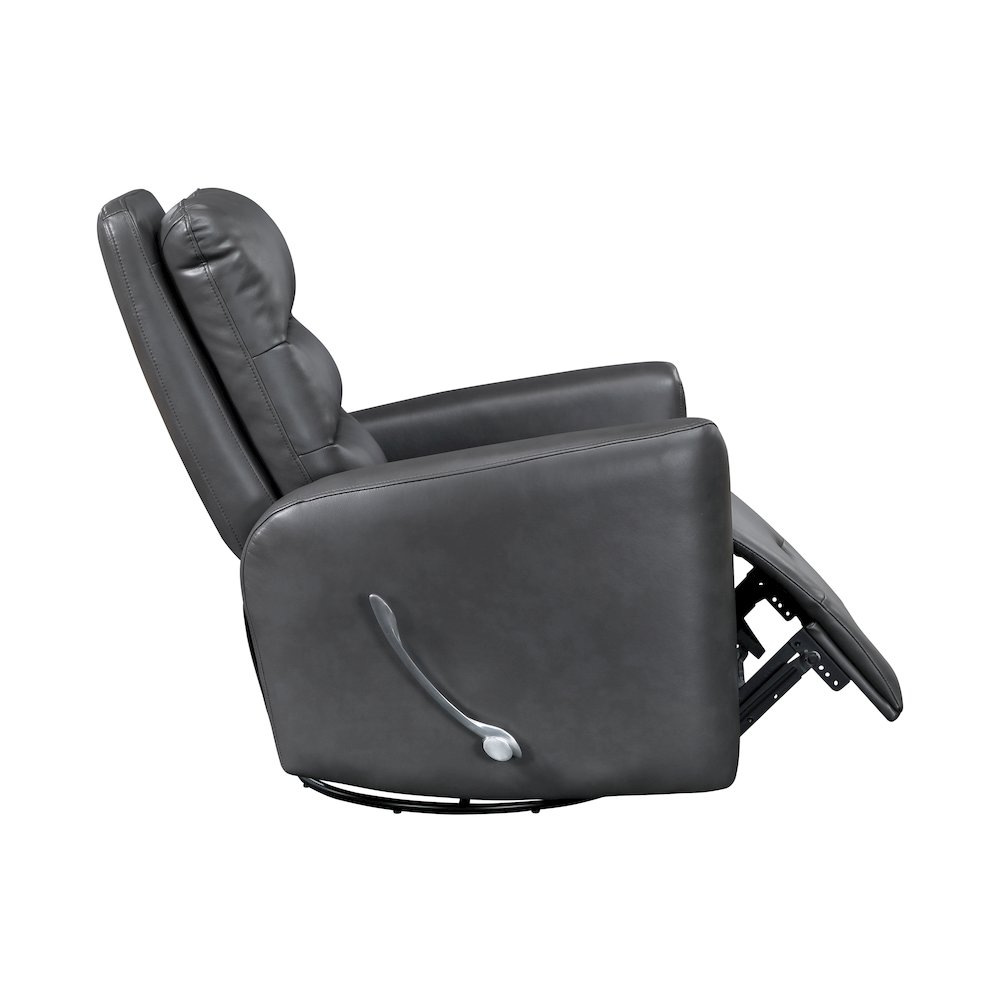 Dimitri Faux Leather Swivel Glider Reclining Chair in Gray. Picture 10