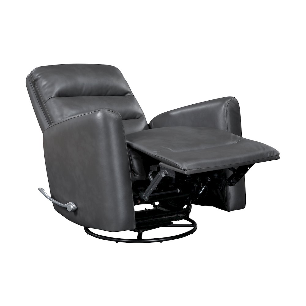 Dimitri Faux Leather Swivel Glider Reclining Chair in Gray. Picture 9