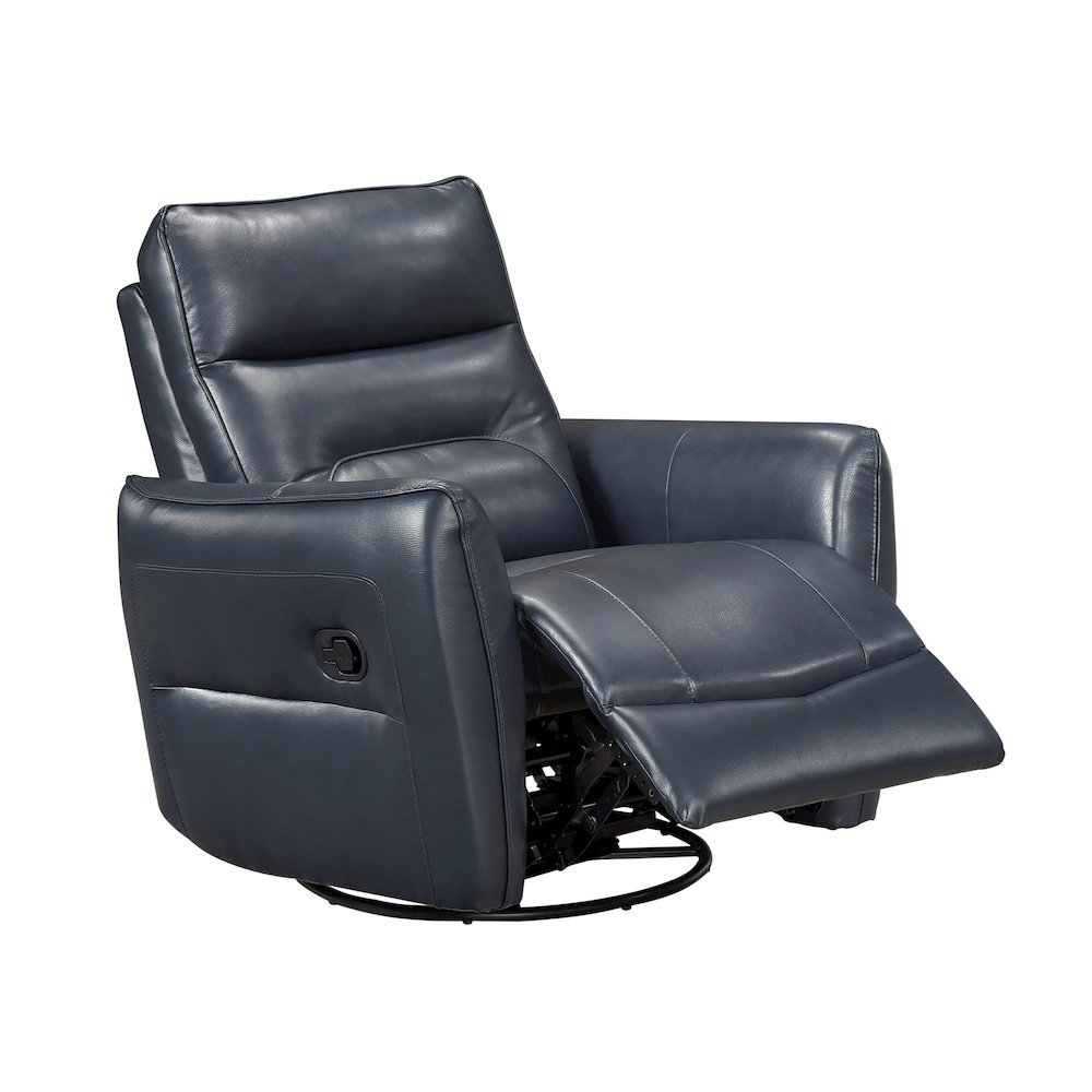 Thomas Leather Swivel Glider Reclining Chair in Dark Blue. Picture 8