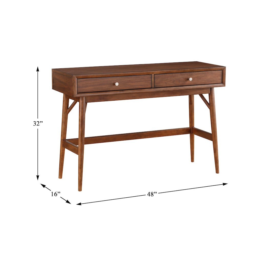 Frolic Rubberwood Sofa Table with Two Functional Drawers in Brown. Picture 4