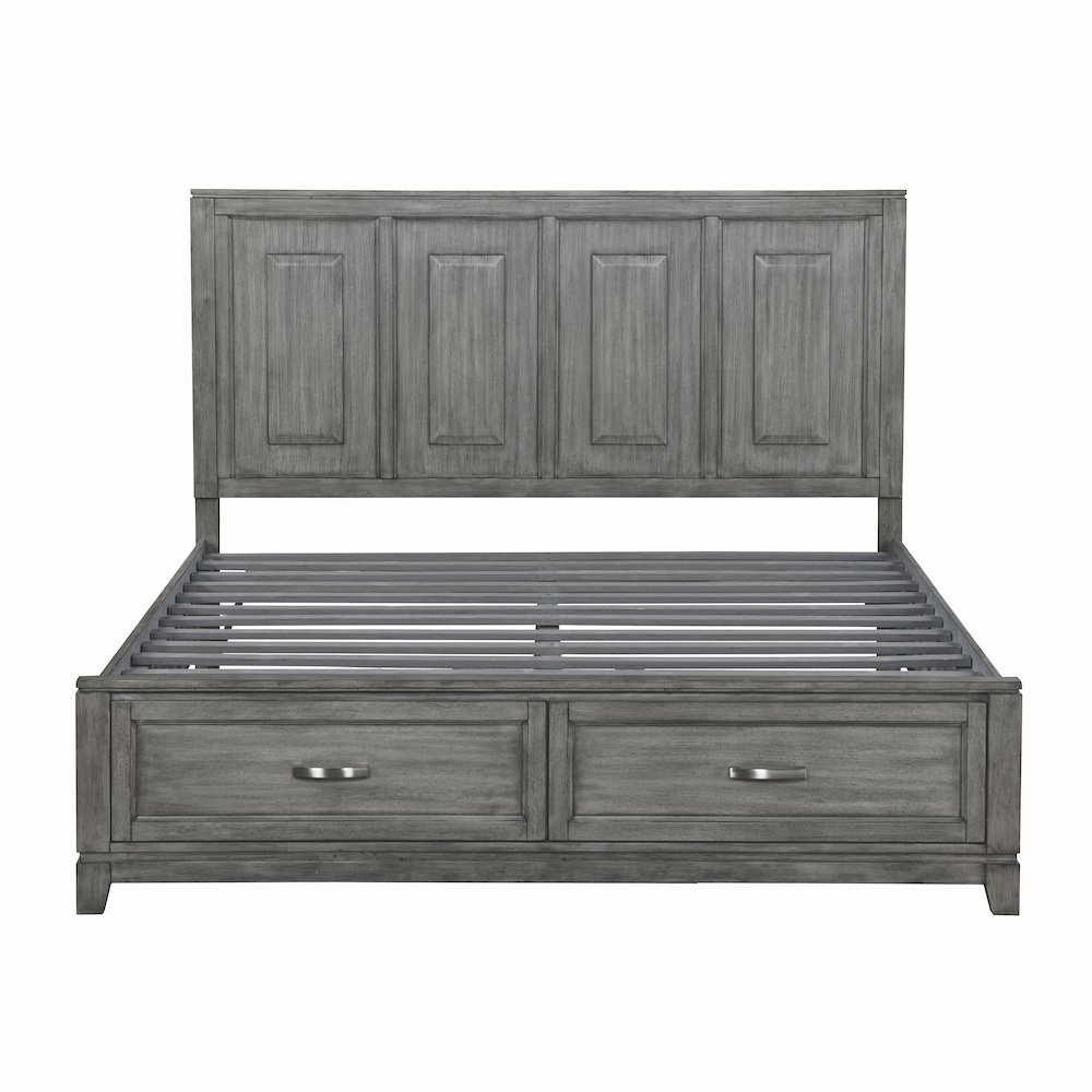 Garretson Acacia Eastern King Platform Bed w Footboard Storage in Gray. Picture 5