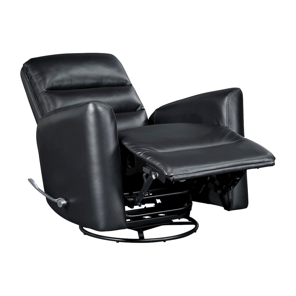 Dimitri Faux Leather Swivel Glider Reclining Chair in Black. Picture 9