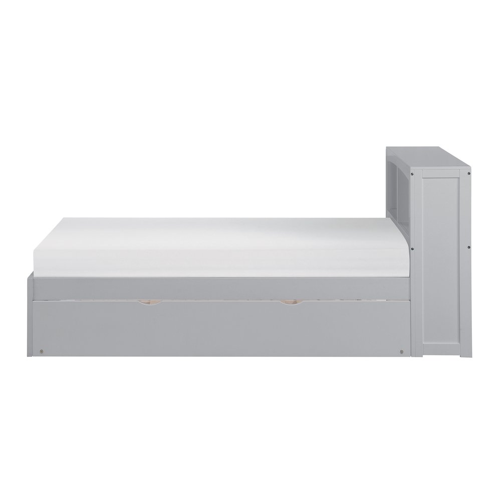 Orion Pine Twin Bookcase Bed with Twin Trundle in Gray. Picture 4