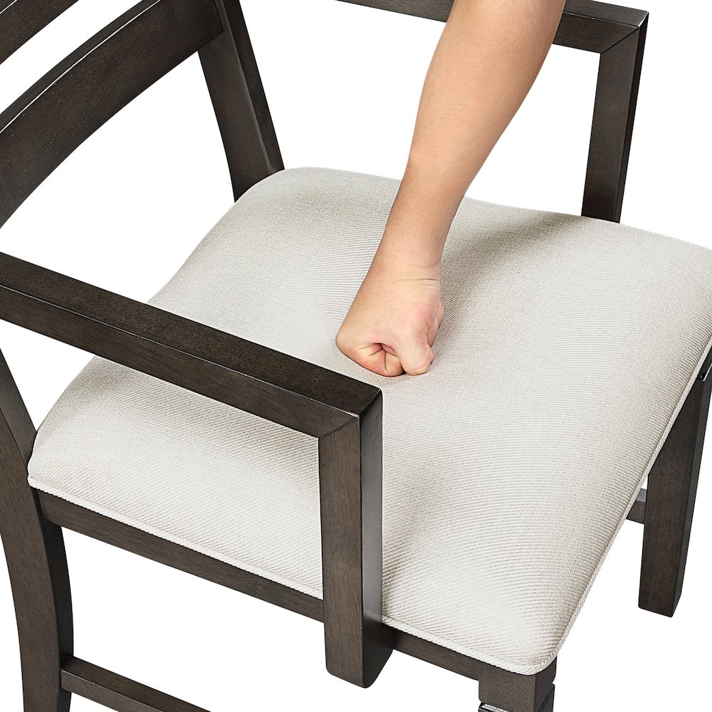 Victoria Asian Hardwood Dining Arm Chair, Set of 2 in Dark Espresso. Picture 8