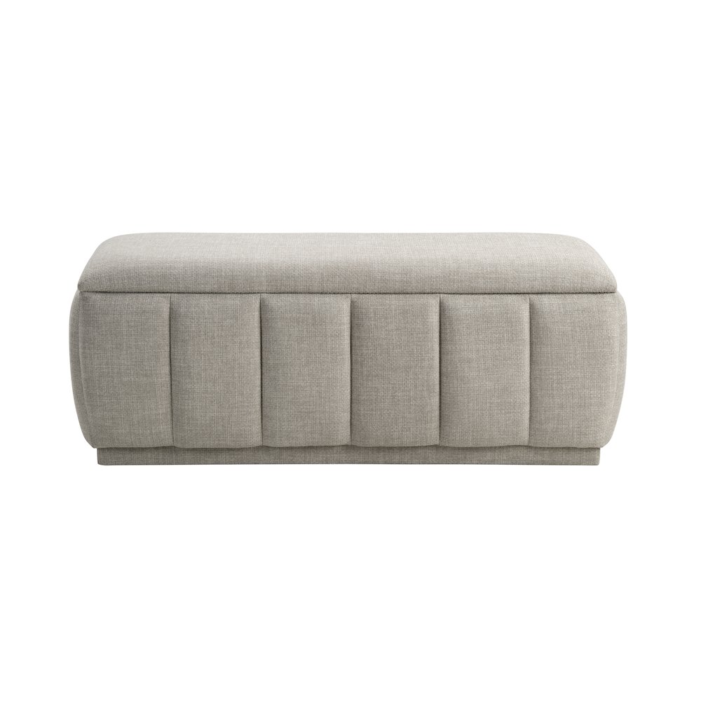 Maize Textured Lift Top Storage Bench in Taupe. Picture 3