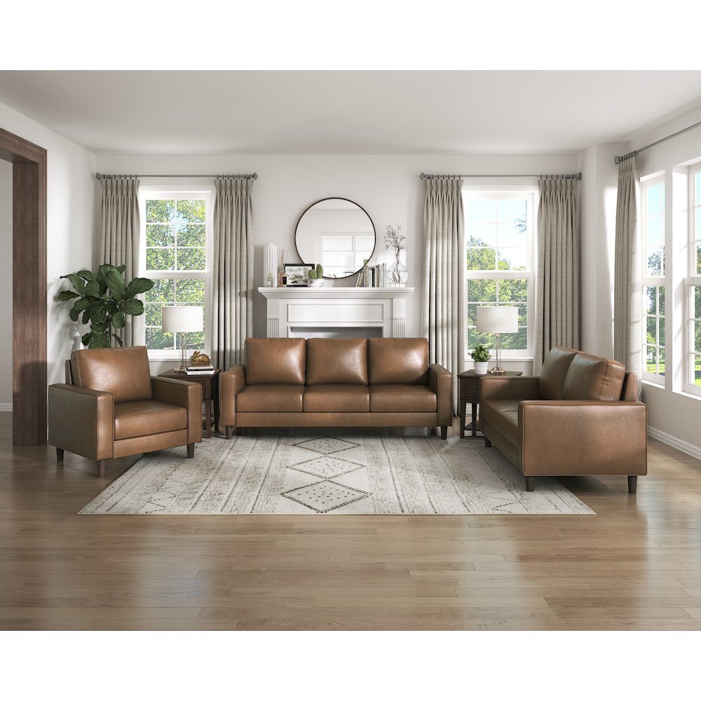 Malcolm Faux Leather Arm Chair In Brown. Picture 2