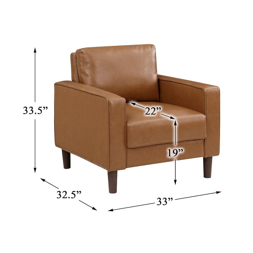 Malcolm Faux Leather Arm Chair In Brown. Picture 4