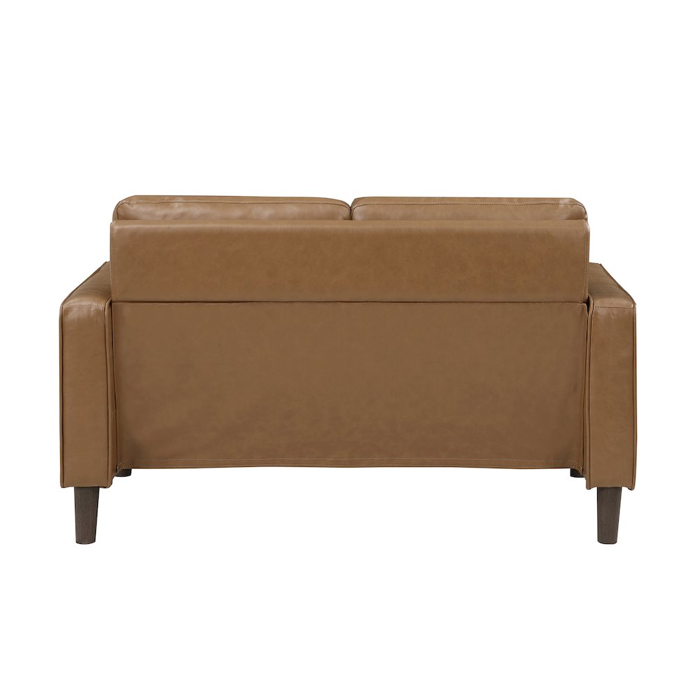 Malcolm Faux Leather Love Seat In Brown. Picture 3