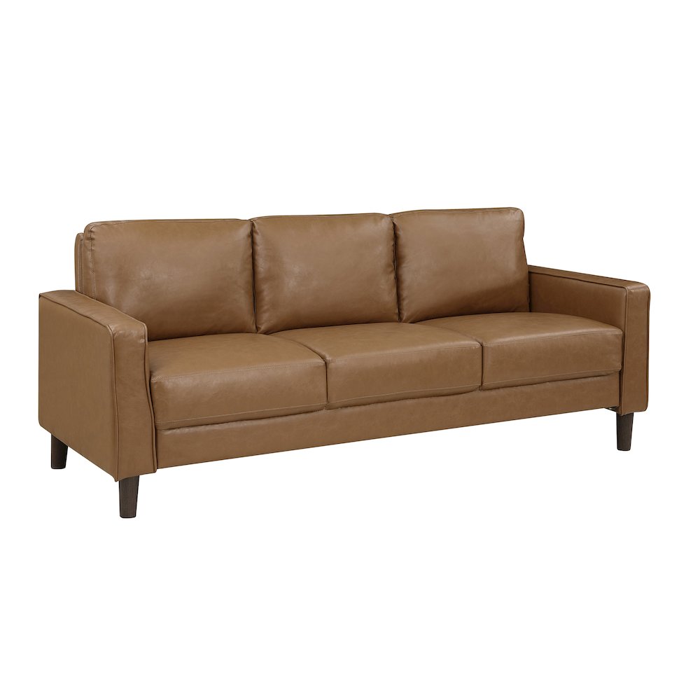 Malcolm Faux Leather Sofa In Brown. Picture 1