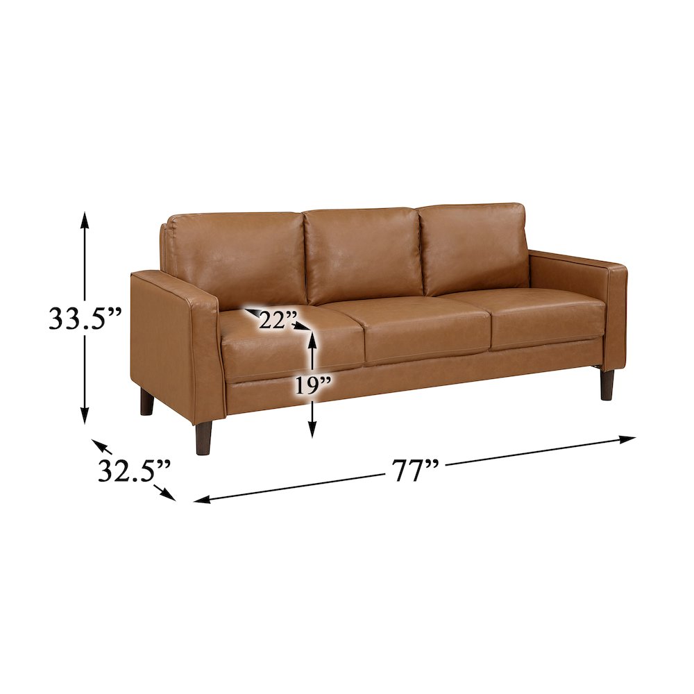 Malcolm Faux Leather Sofa In Brown. Picture 4