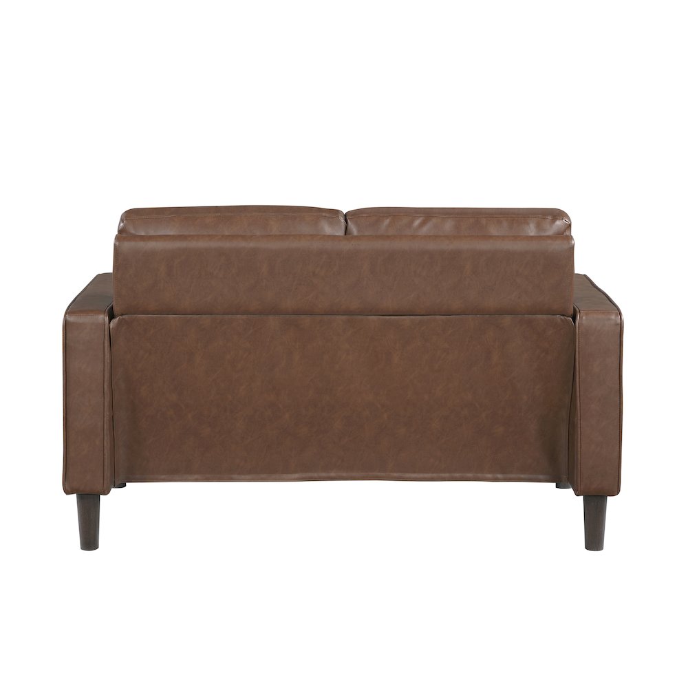 Lexicon Malcolm Faux leather Love Seat in Chocolate. Picture 3
