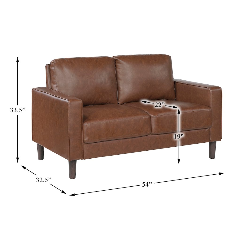 Lexicon Malcolm Faux leather Love Seat in Chocolate. Picture 4