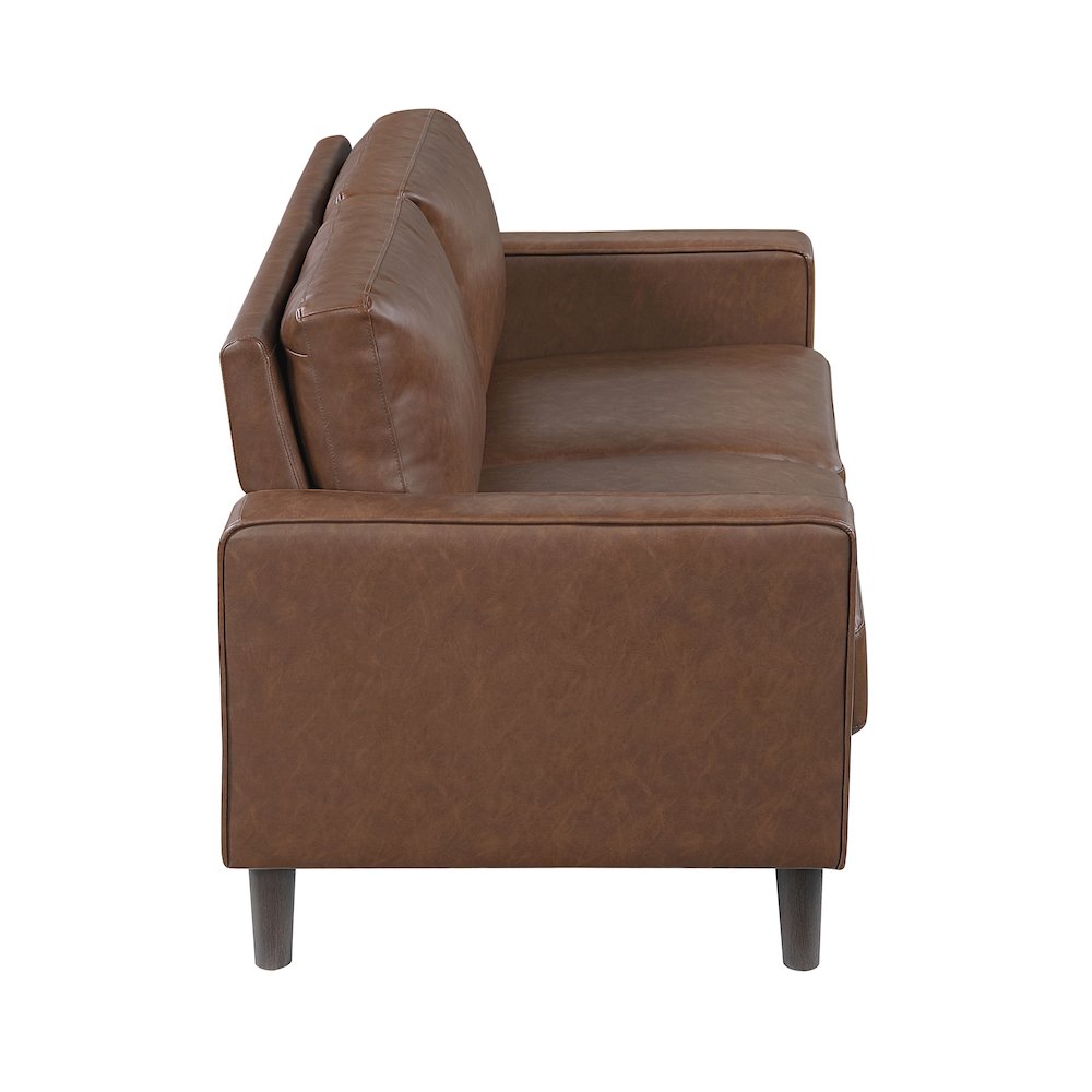 Lexicon Malcolm Faux leather Love Seat in Chocolate. Picture 5