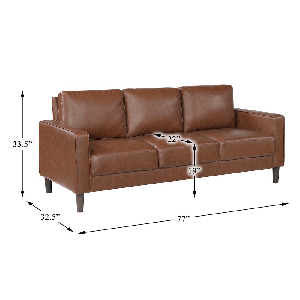 Lexicon Malcolm Faux leather Sofa in Chocolate. Picture 5
