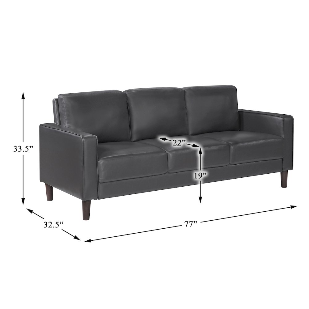 Lexicon Malcolm Faux leather Sofa in Dark Gray. Picture 4