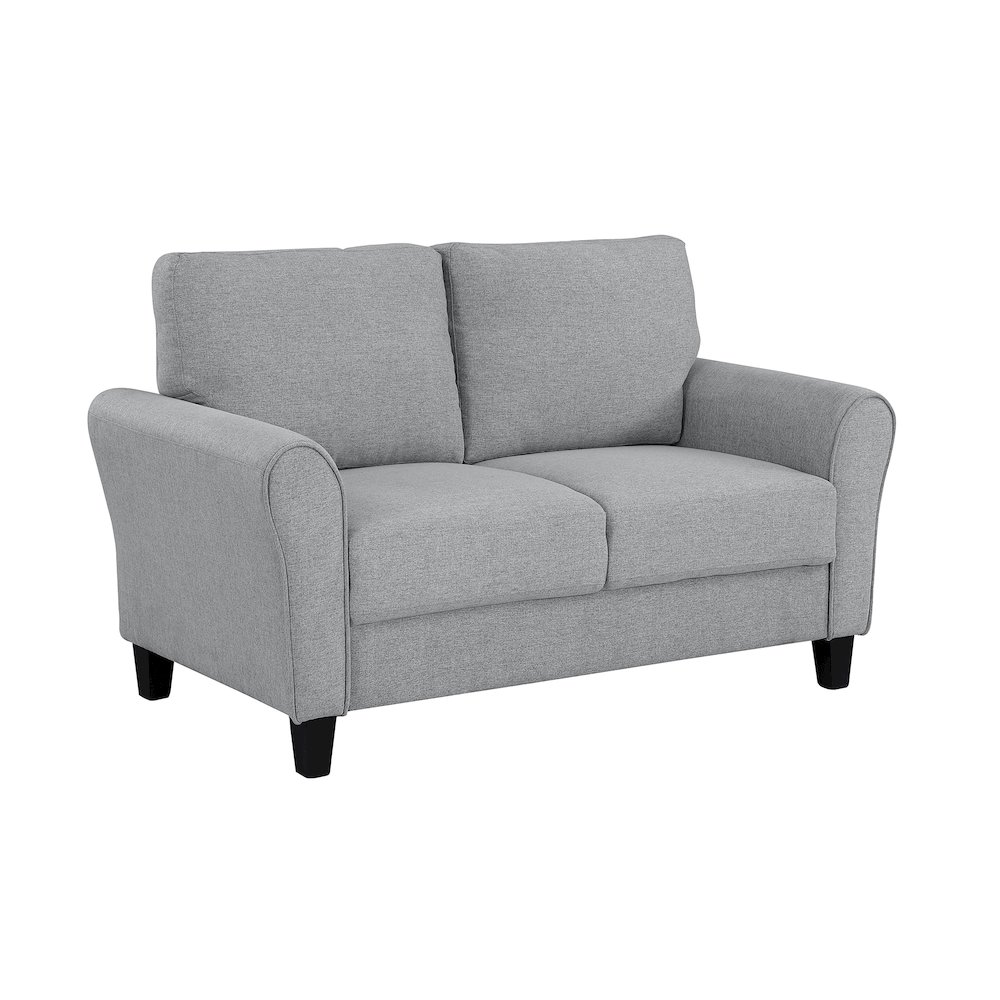 Ellery Textured Fabric Love Seat In Dark Gray. Picture 1