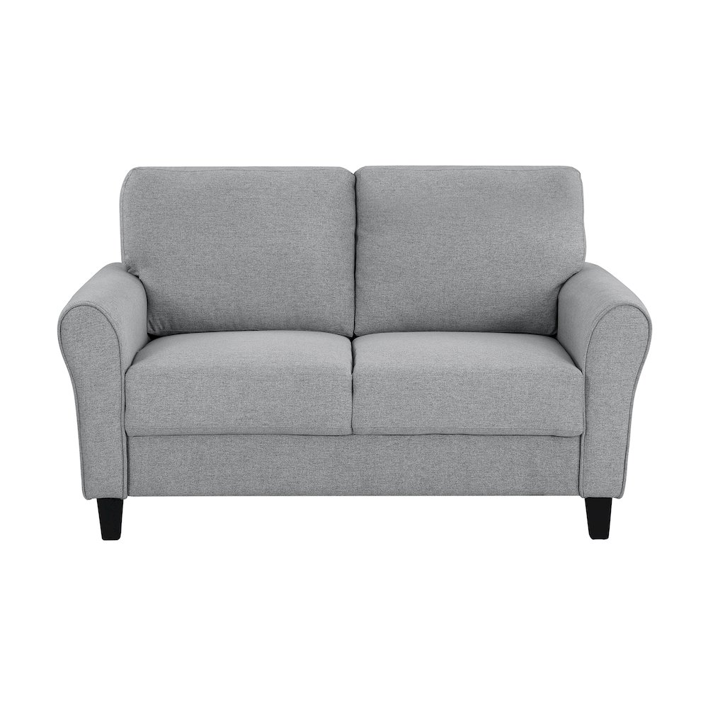 Ellery Textured Fabric Love Seat In Dark Gray. Picture 5