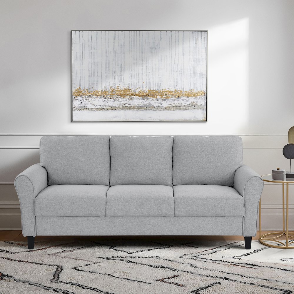 Ellery Textured Fabric Sofa In Dark Gray. Picture 2