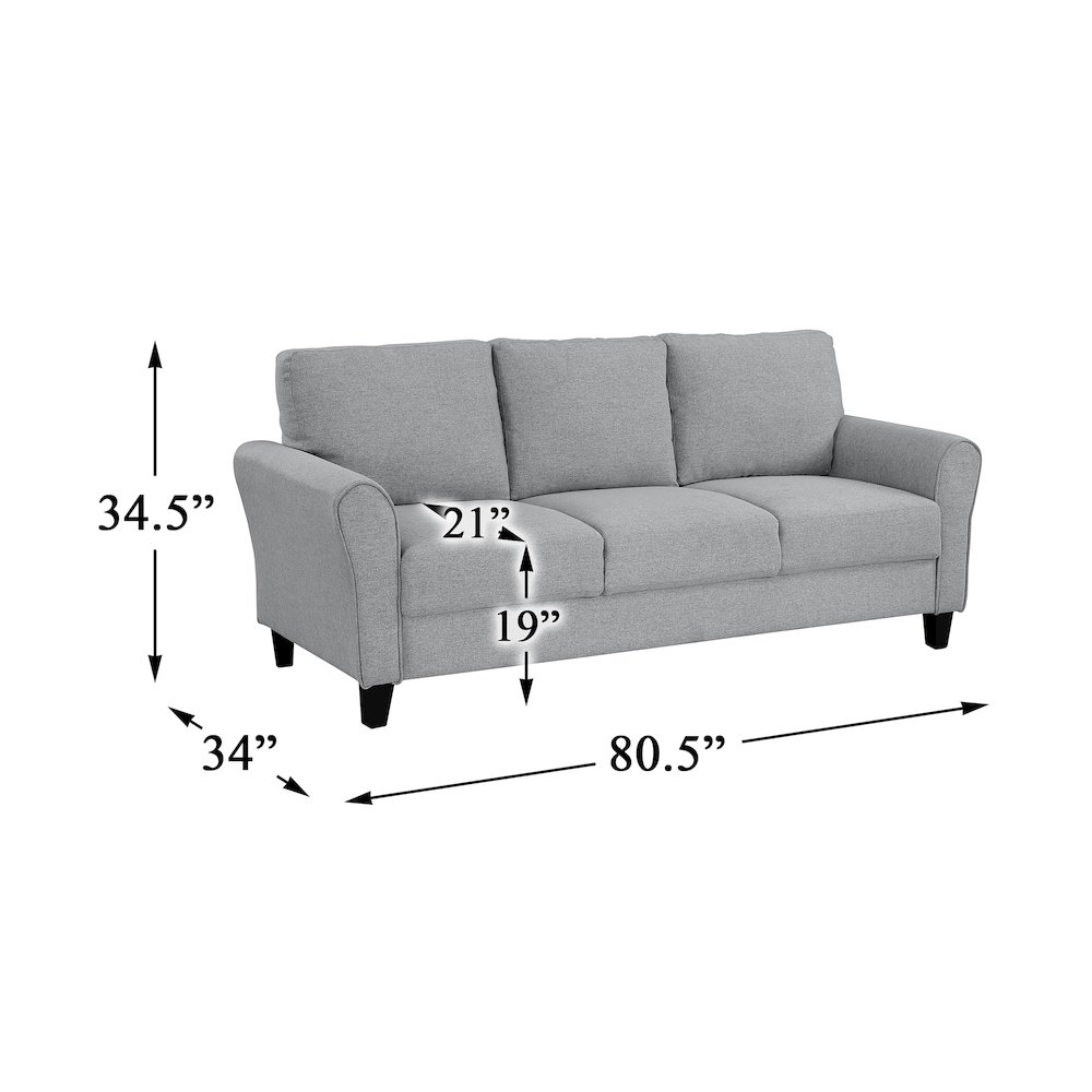 Ellery Textured Fabric Sofa In Dark Gray. Picture 3