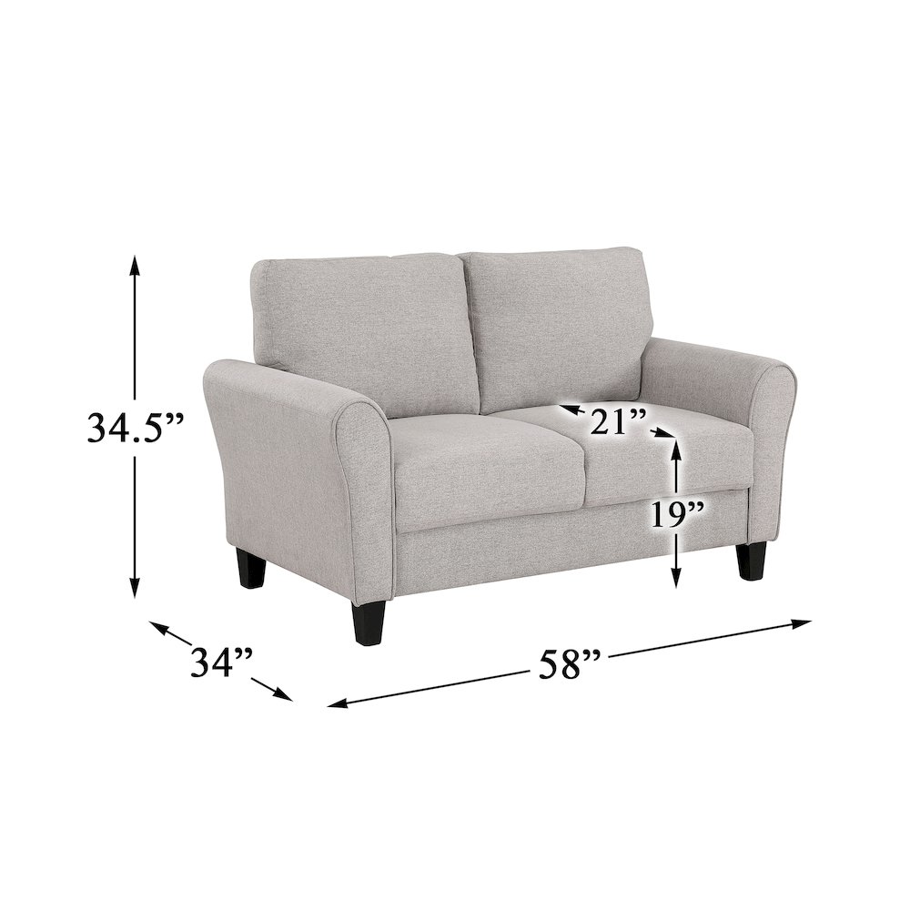 Ellery Textured Fabric Love Seat In Sand. Picture 4