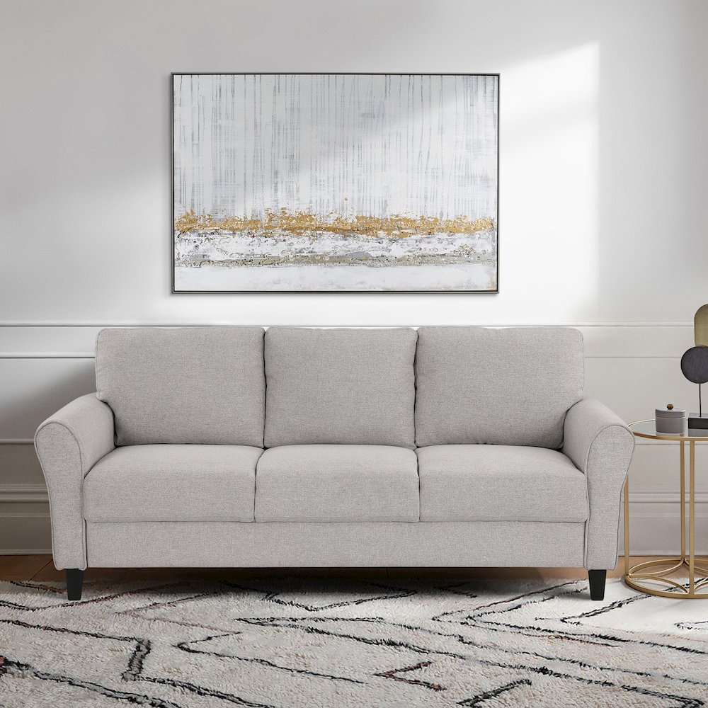 Ellery Textured Fabric Sofa In Sand. Picture 5