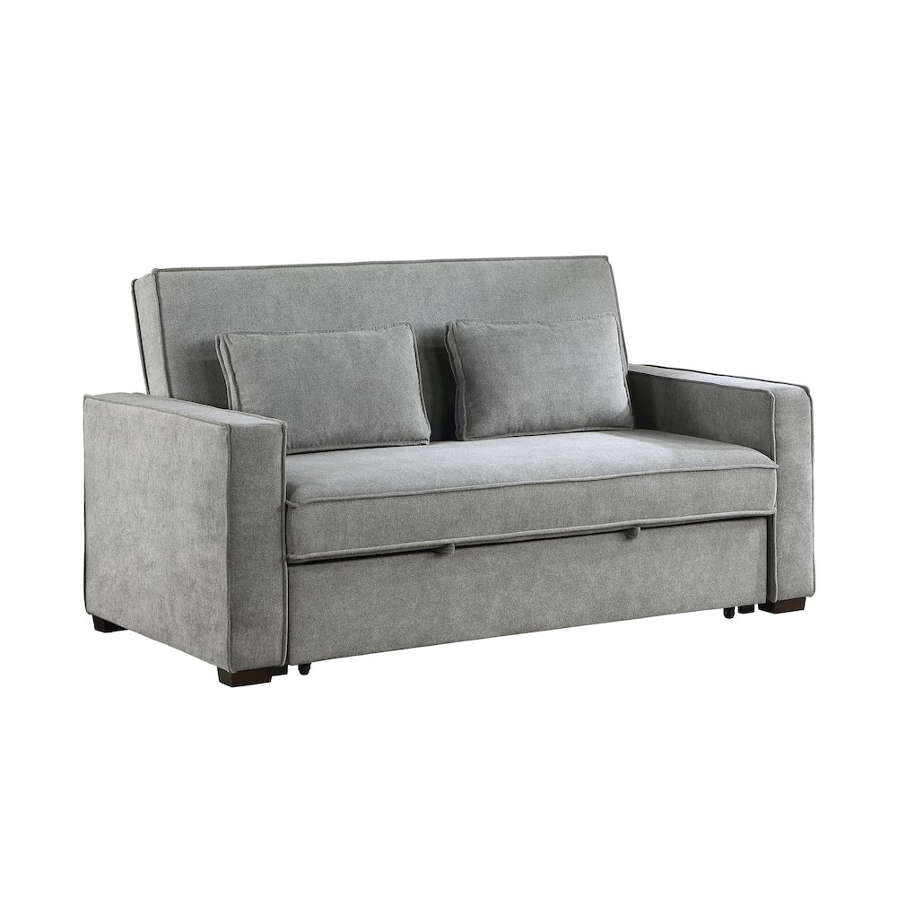Altair Textured Fabric Convertible Studio Sofa With Pull-Out Bed In Gray. Picture 1