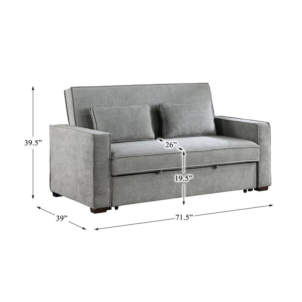 Altair Textured Fabric Convertible Studio Sofa With Pull-Out Bed In Gray. Picture 4