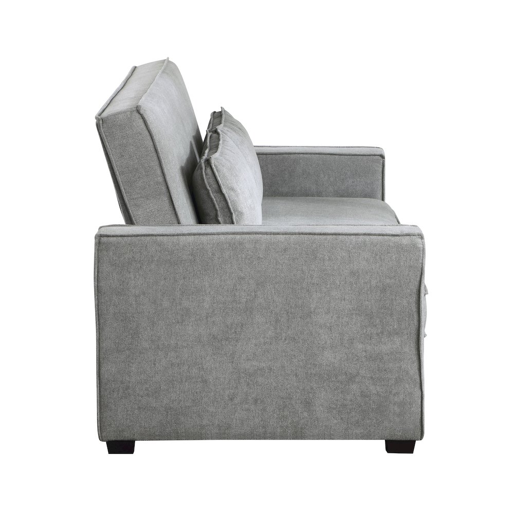Altair Textured Fabric Convertible Studio Sofa With Pull-Out Bed In Gray. Picture 5