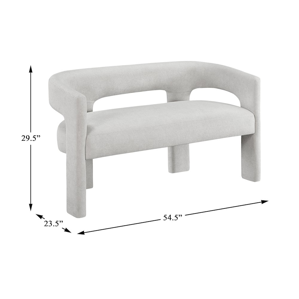 Marais Boucle Dining Bench in Light Gray. Picture 5