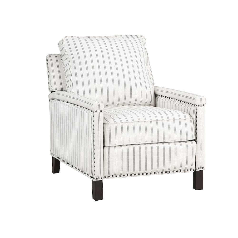 Landrum Textured Fabric Push Back Reclining Chair In Beige & Gray Strip. Picture 1