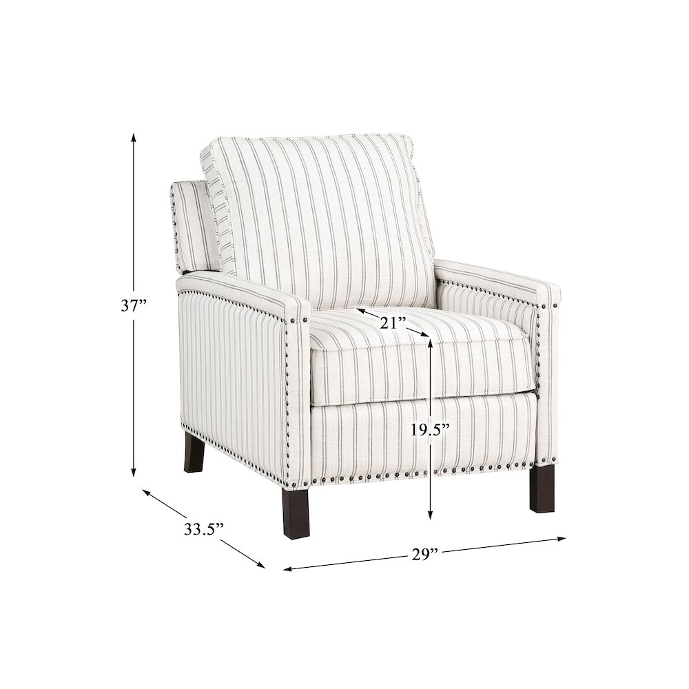 Landrum Textured Fabric Push Back Reclining Chair In Beige & Gray Strip. Picture 4
