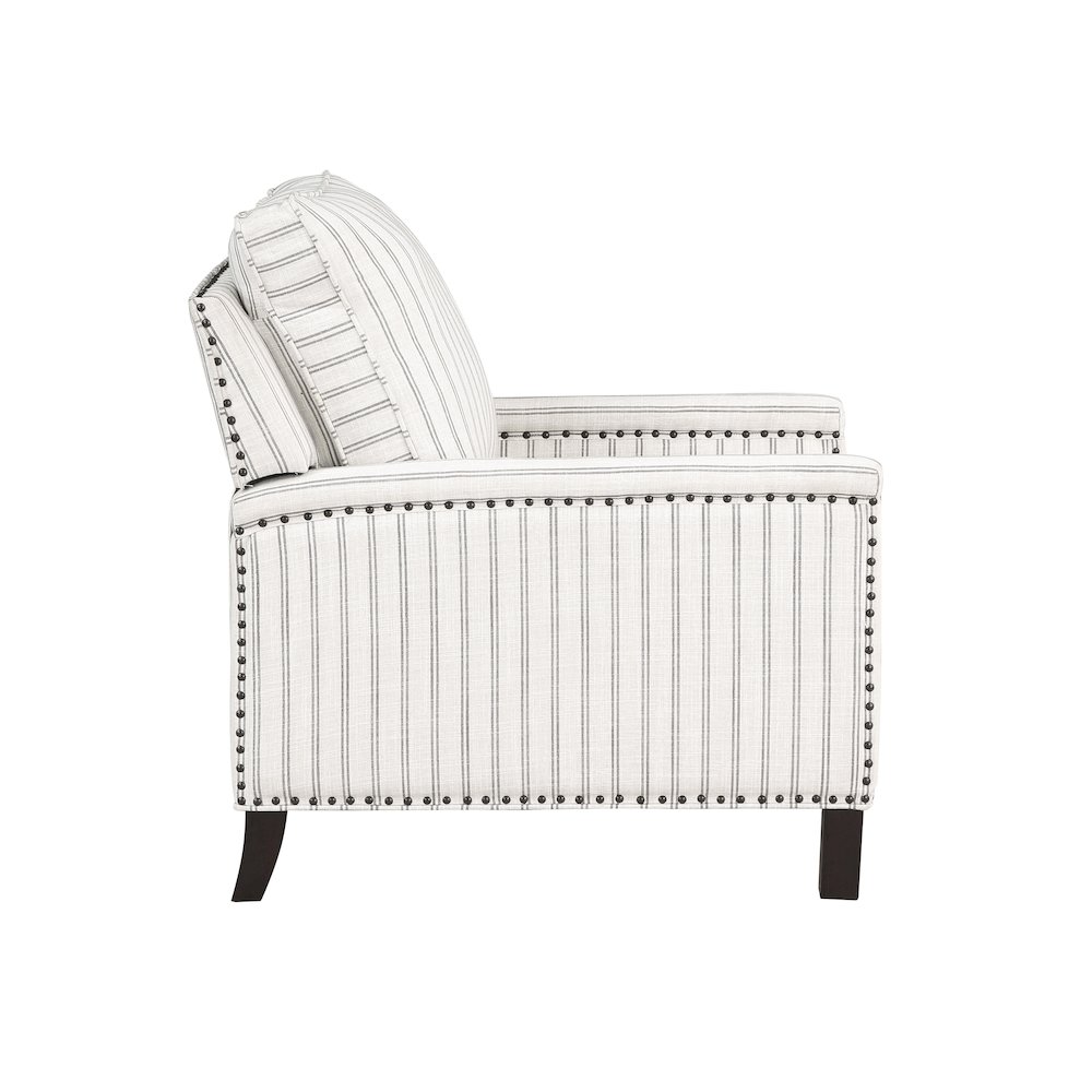Landrum Textured Fabric Push Back Reclining Chair In Beige & Gray Strip. Picture 5