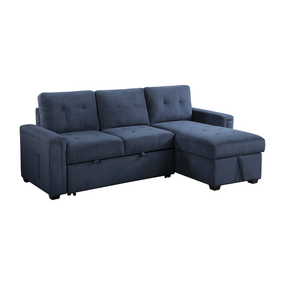Lexicon Barbara Textured Reversible Sectional in Blue. Picture 1