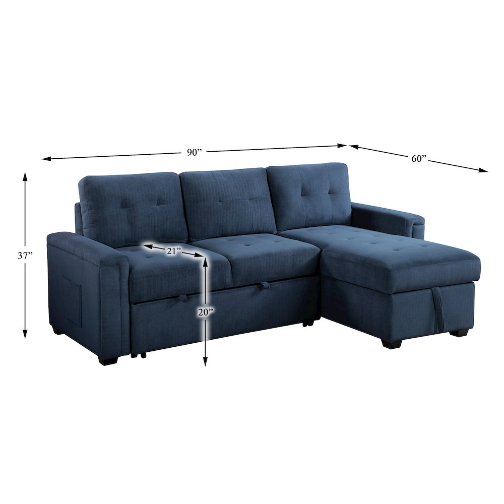Lexicon Barbara Textured Reversible Sectional in Blue. Picture 4