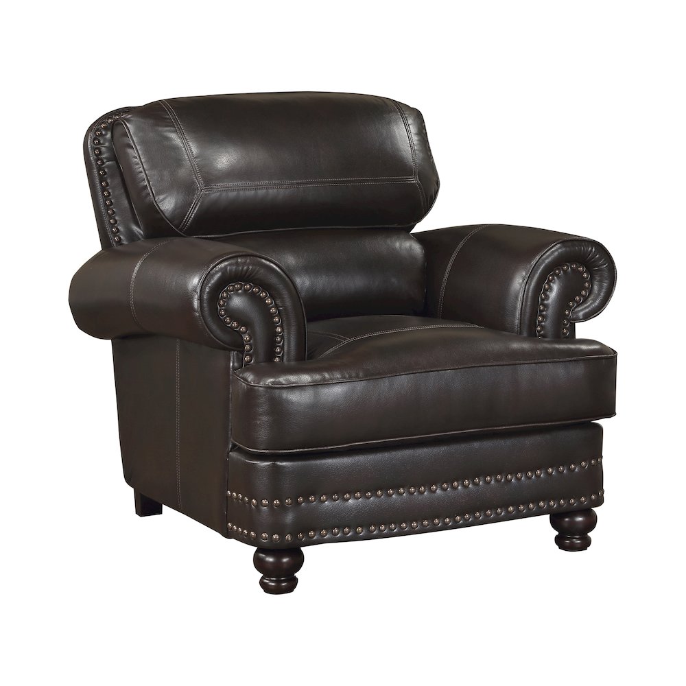 Milford Faux Leather Arm Chair In Brown. Picture 1
