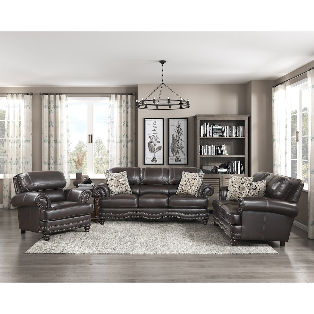 Milford Faux Leather Arm Chair In Brown. Picture 2