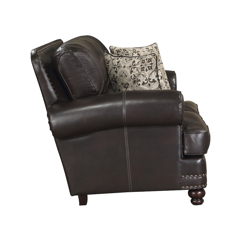 Milford Faux Leather Love Seat In Brown. Picture 5