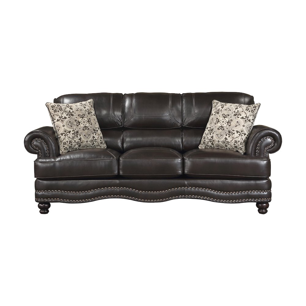 Milford Faux Leather Sofa In Brown. Picture 1