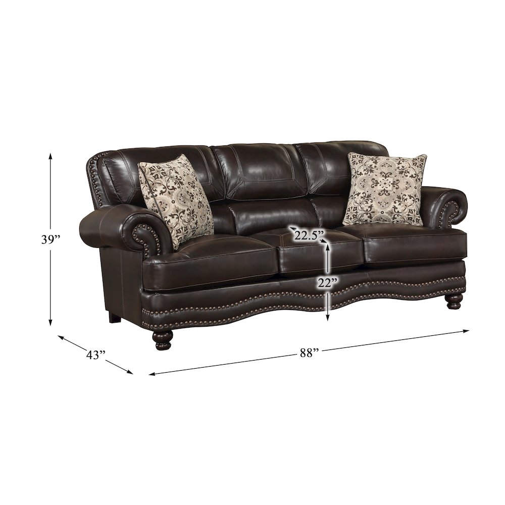 Milford Faux Leather Sofa In Brown. Picture 4