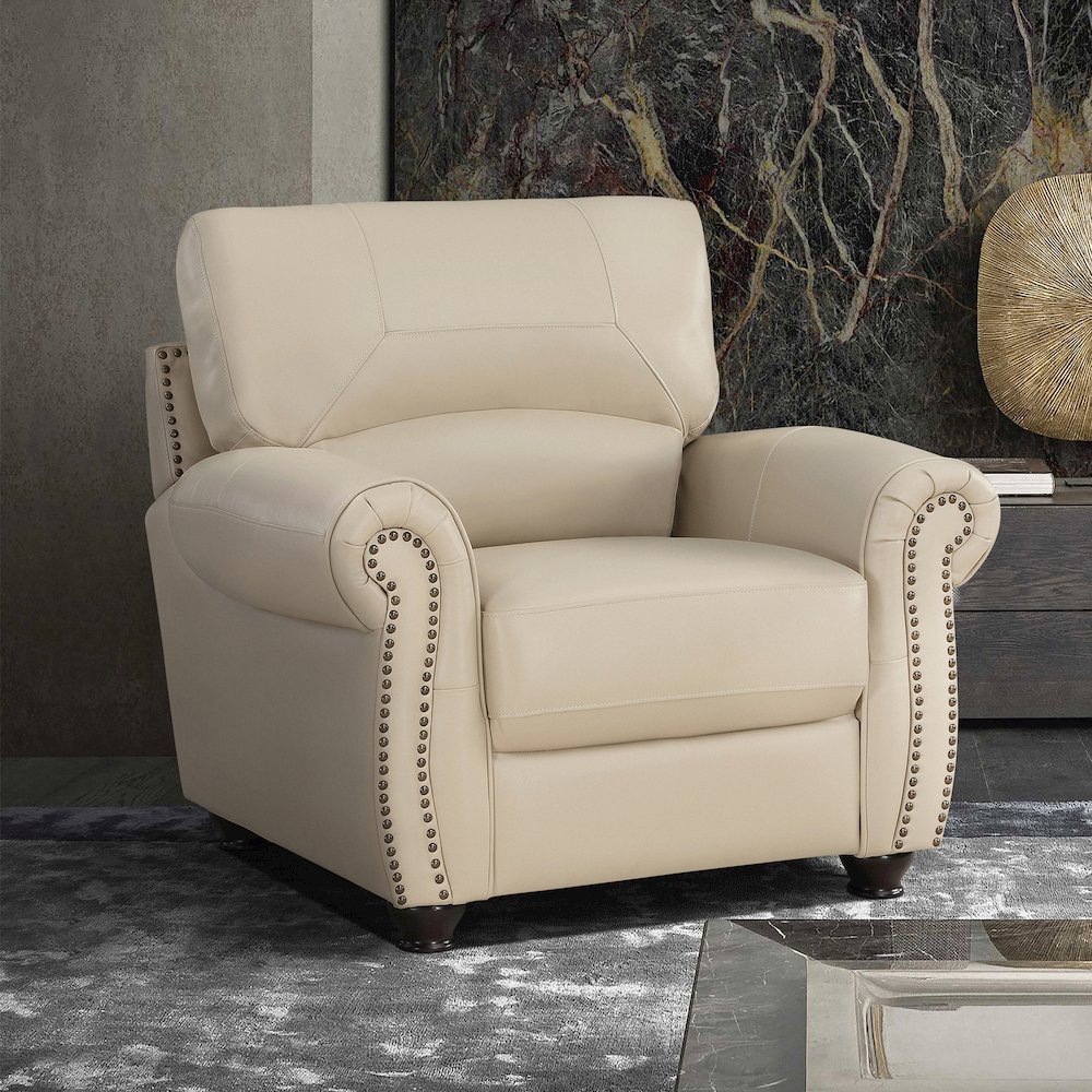 Foxborough Leather Arm Chair In Cream. Picture 3