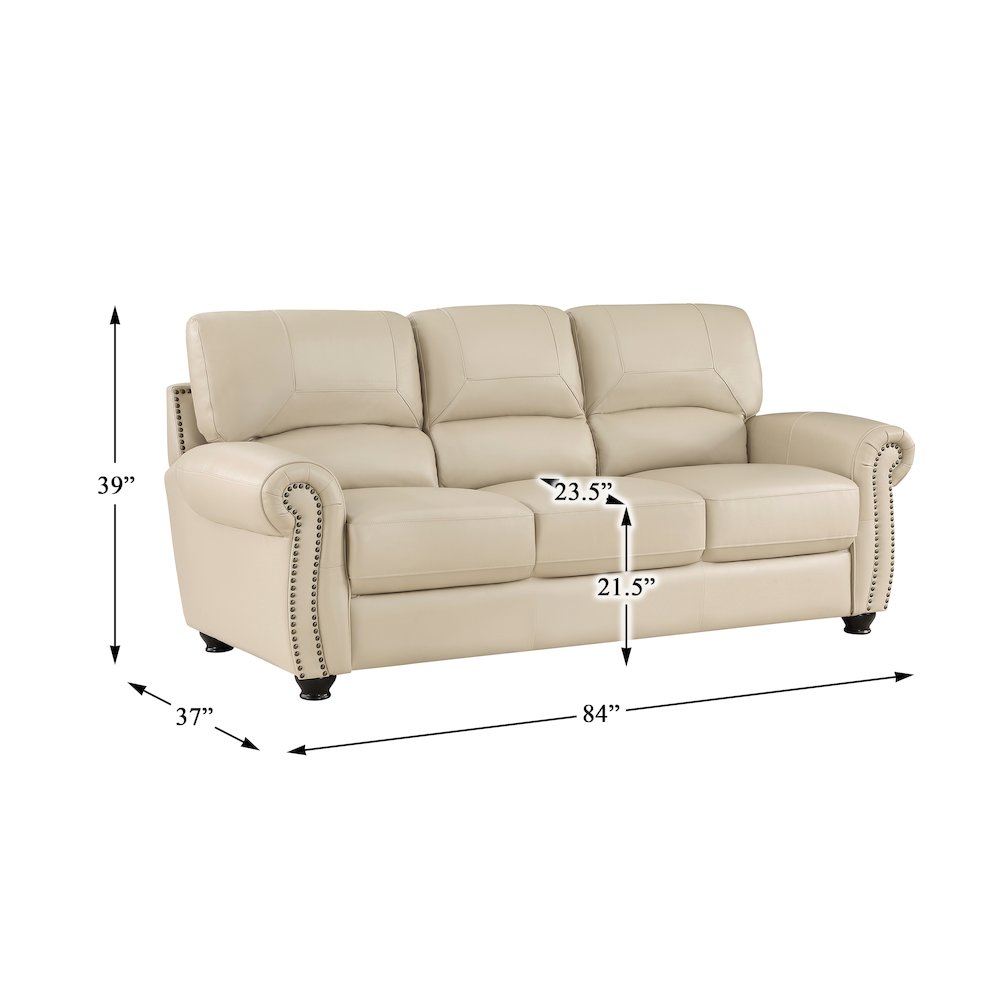 Foxborough Leather Sofa In Cream. Picture 4